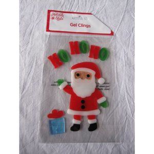 NEW Christmas Santa Claus Ho Ho Ho Present‎ window Gel Clings 29 pcs Decorations